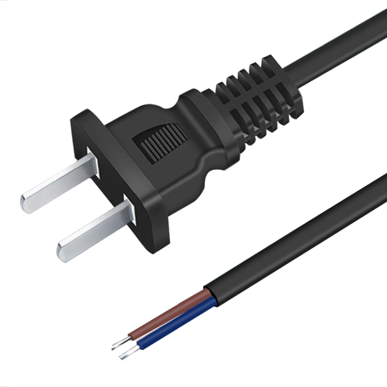 国标二插电源线两芯0.5/0.75平方家用电器电线尾部上锡插头线